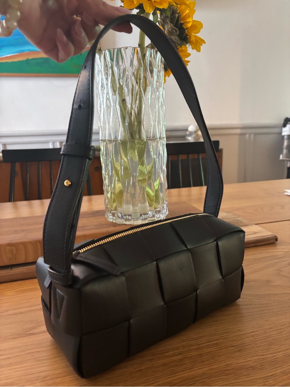 Bottega Veneta Small Brick Cassette Black Shoulder Bag